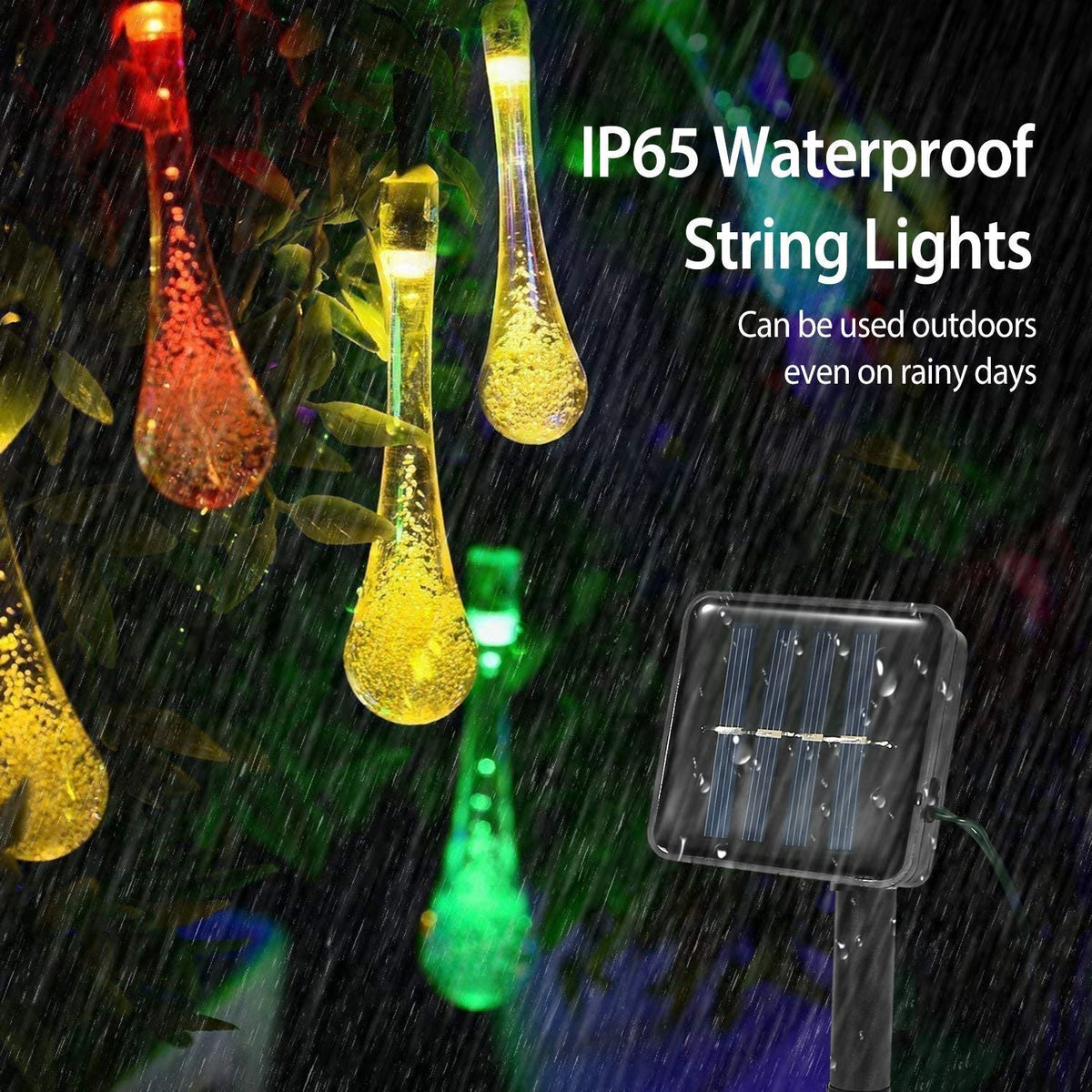 21 Feet 30 LEDs Water Drop Solar Powered Lights