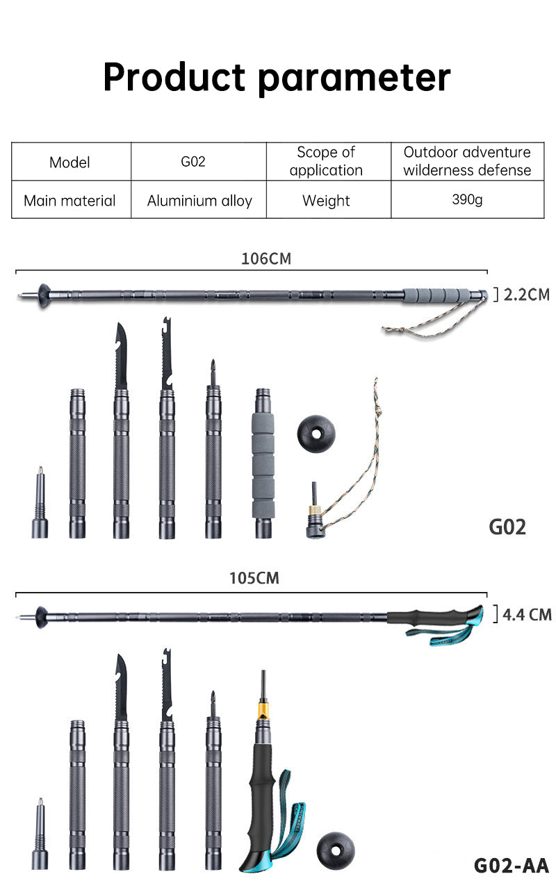 Folding telescopic tactical walking stick