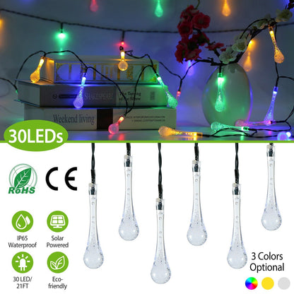 21 Feet 30 LEDs Water Drop Solar Powered Lights