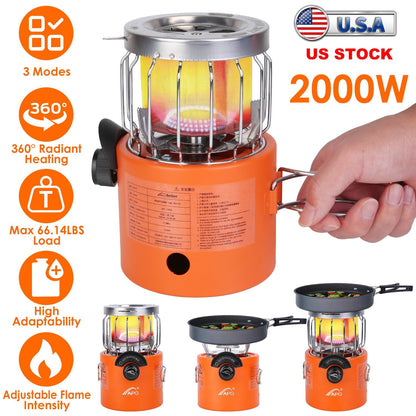 2000W 2 In 1 Camping Stove/ Tent Heater