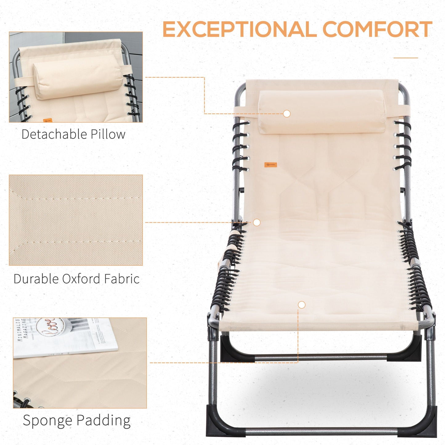 Padded Folding Chaise Lounge Chair