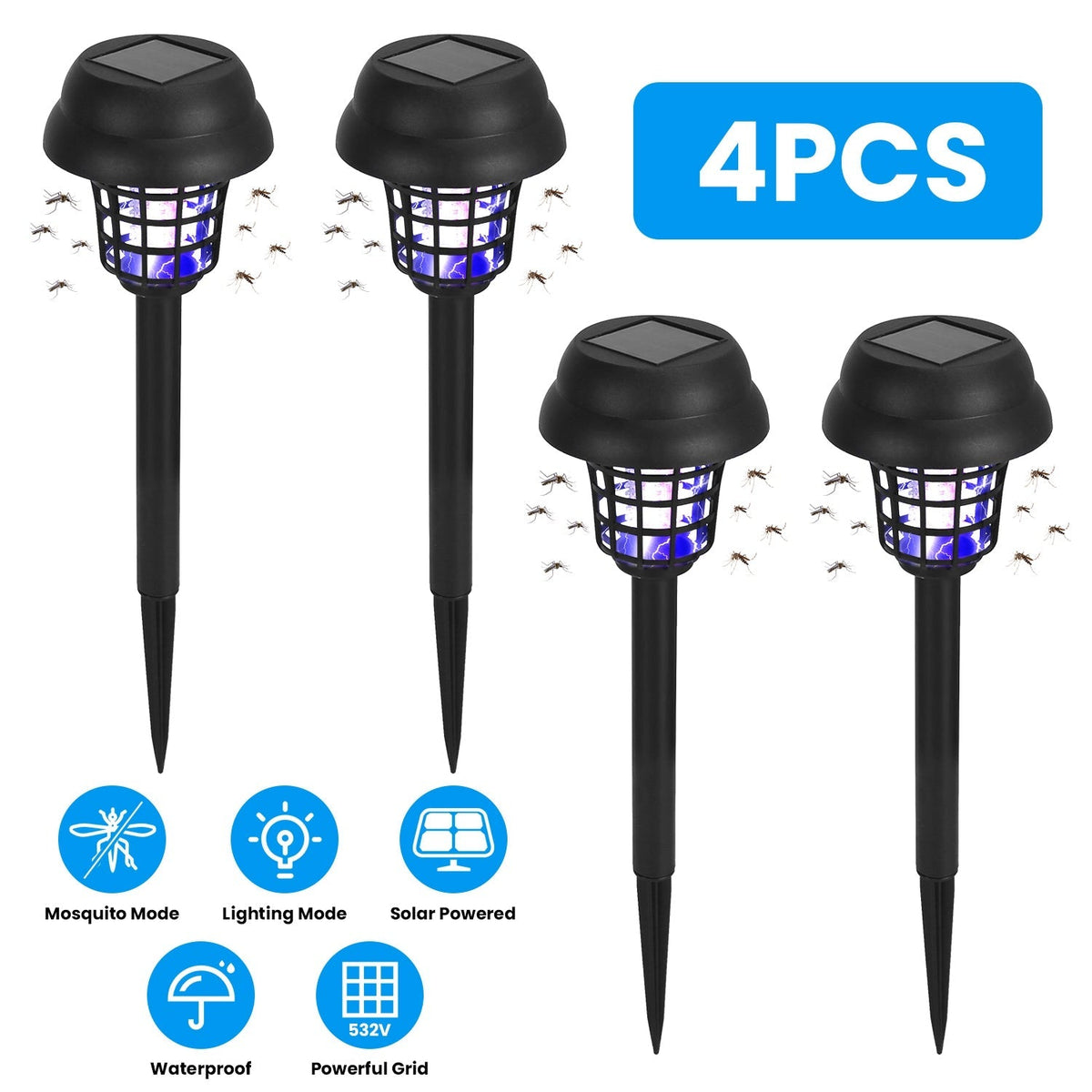 4 Pack Solar Powered Mosquito Zapper with UV White Light