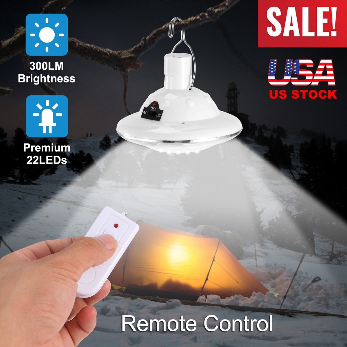 Solar Hanging LED Bulb Lamp W/ Remote Control