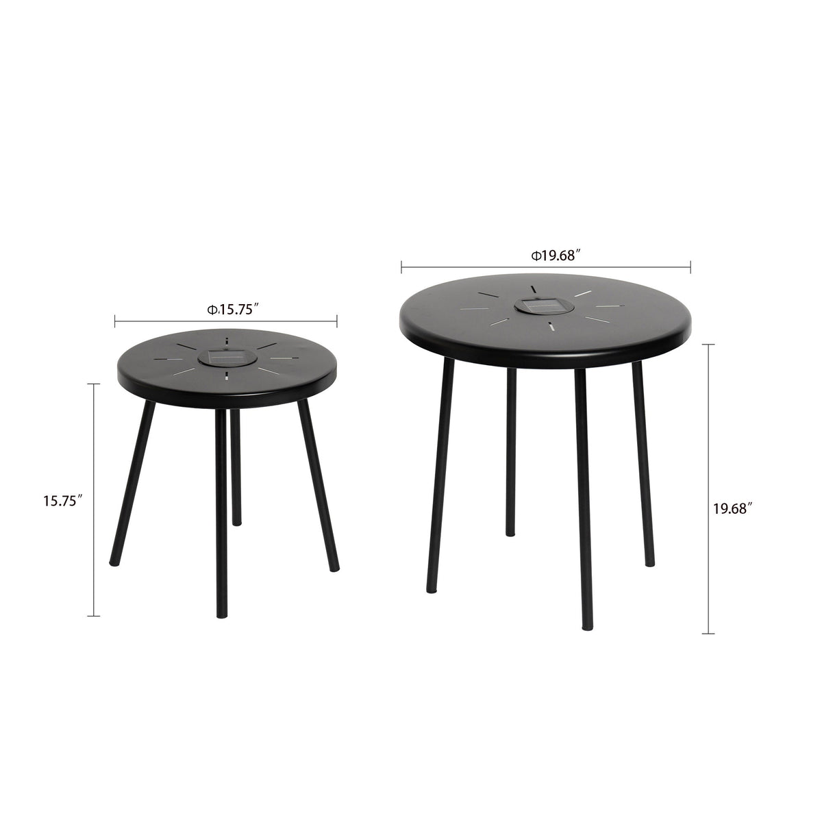 2-Pack Solar Powered Side Table Set with LED Light