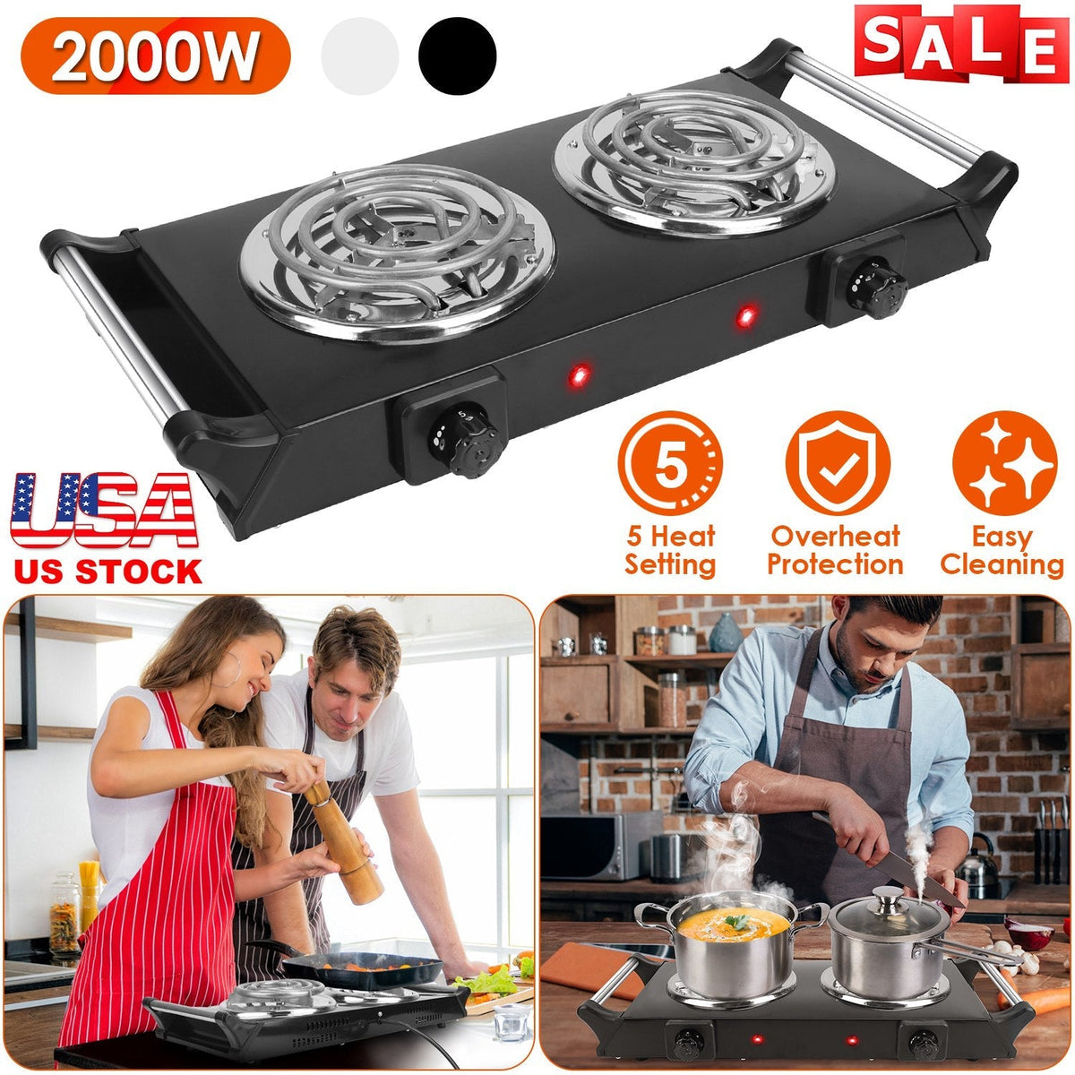 2000W Electric Dual Burner