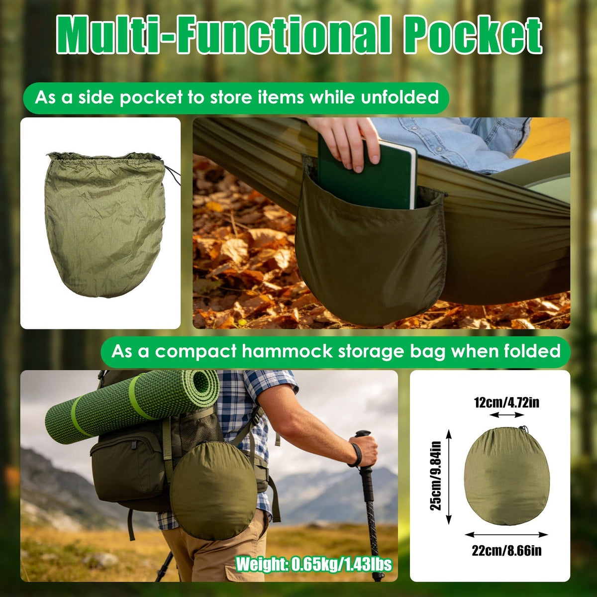Hammock with Mosquito Net 3-in-1 Portable 440lbs