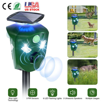 Solar Powered Ultrasonic Animal Repeller 360