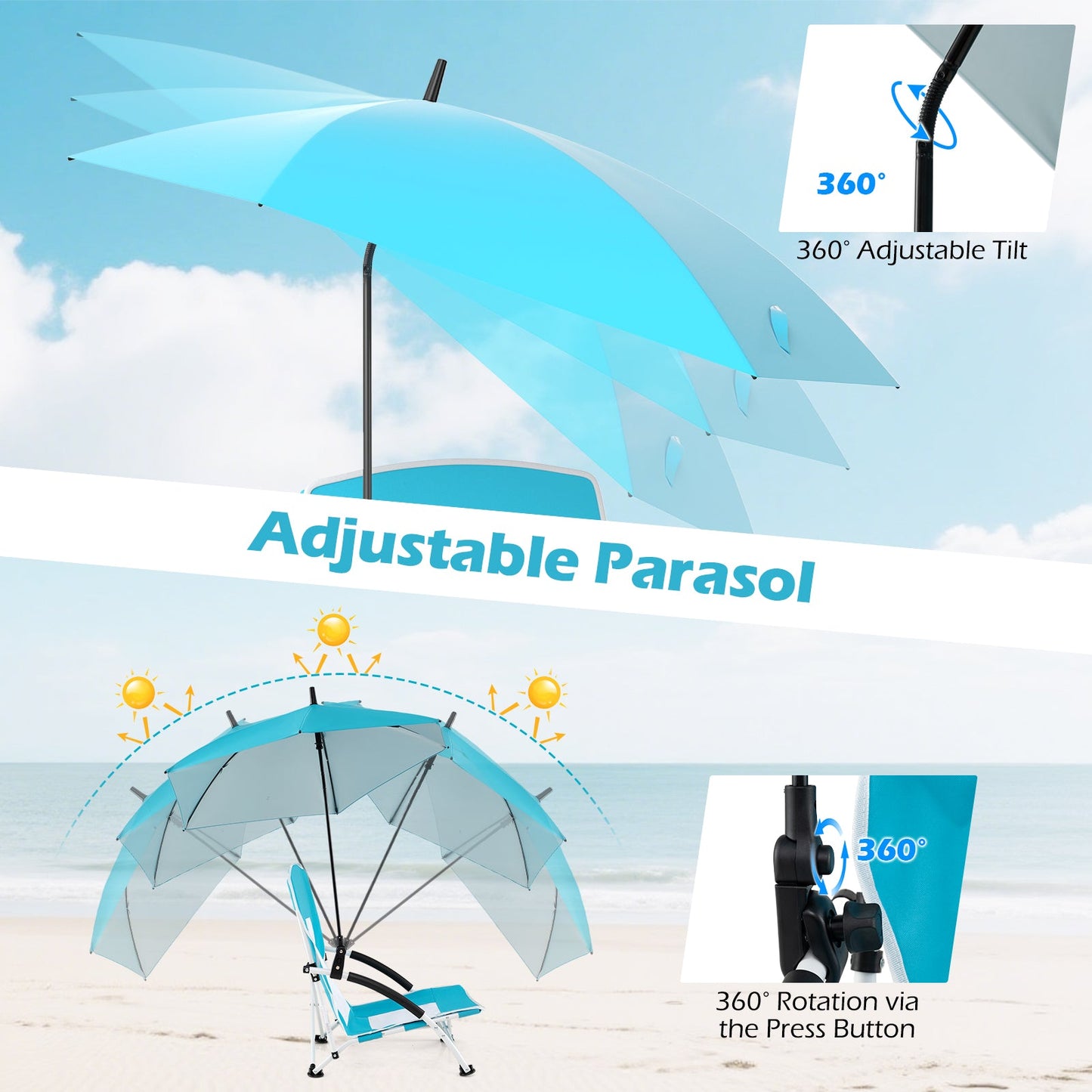 Umbrella Chair with Adjustable Parasol