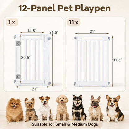 12-Panel 31.5" Height Indoor Outdoor Fence