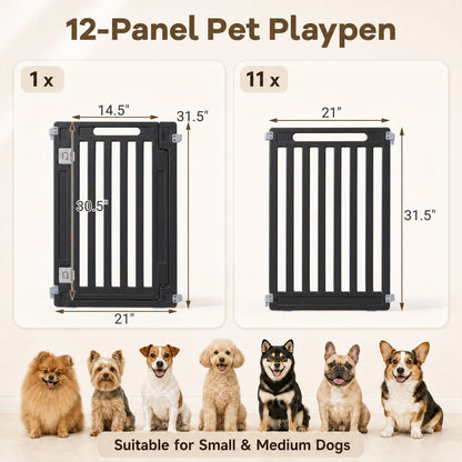 12-Panel 31.5" Height Indoor Outdoor Fence