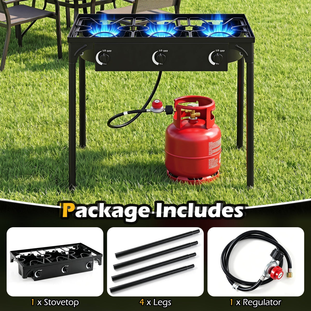 3 Burner Propane Stove 240000 BTU