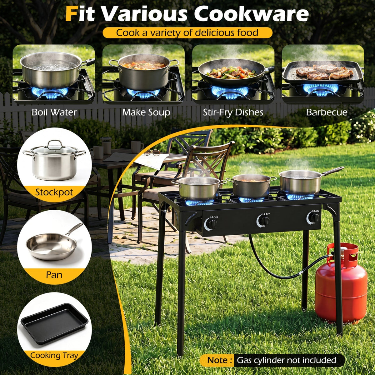 3 Burner Propane Stove 240000 BTU