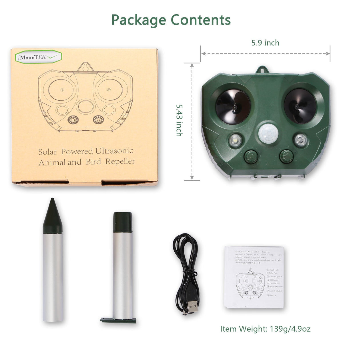 Ultrasonic Animal Repeller Solar Powered with Motion Sensor