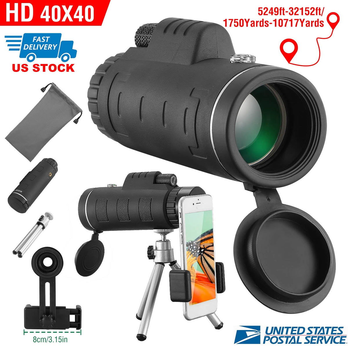 40x40 HD Optical Monocular Telescope