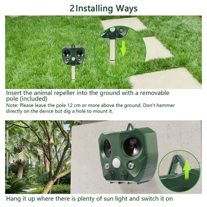 Ultrasonic Animal Repeller Solar Powered with Motion Sensor