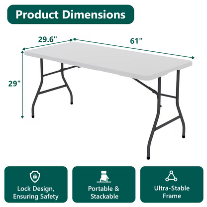 4ft/6ft Portable Plastic Folding Table
