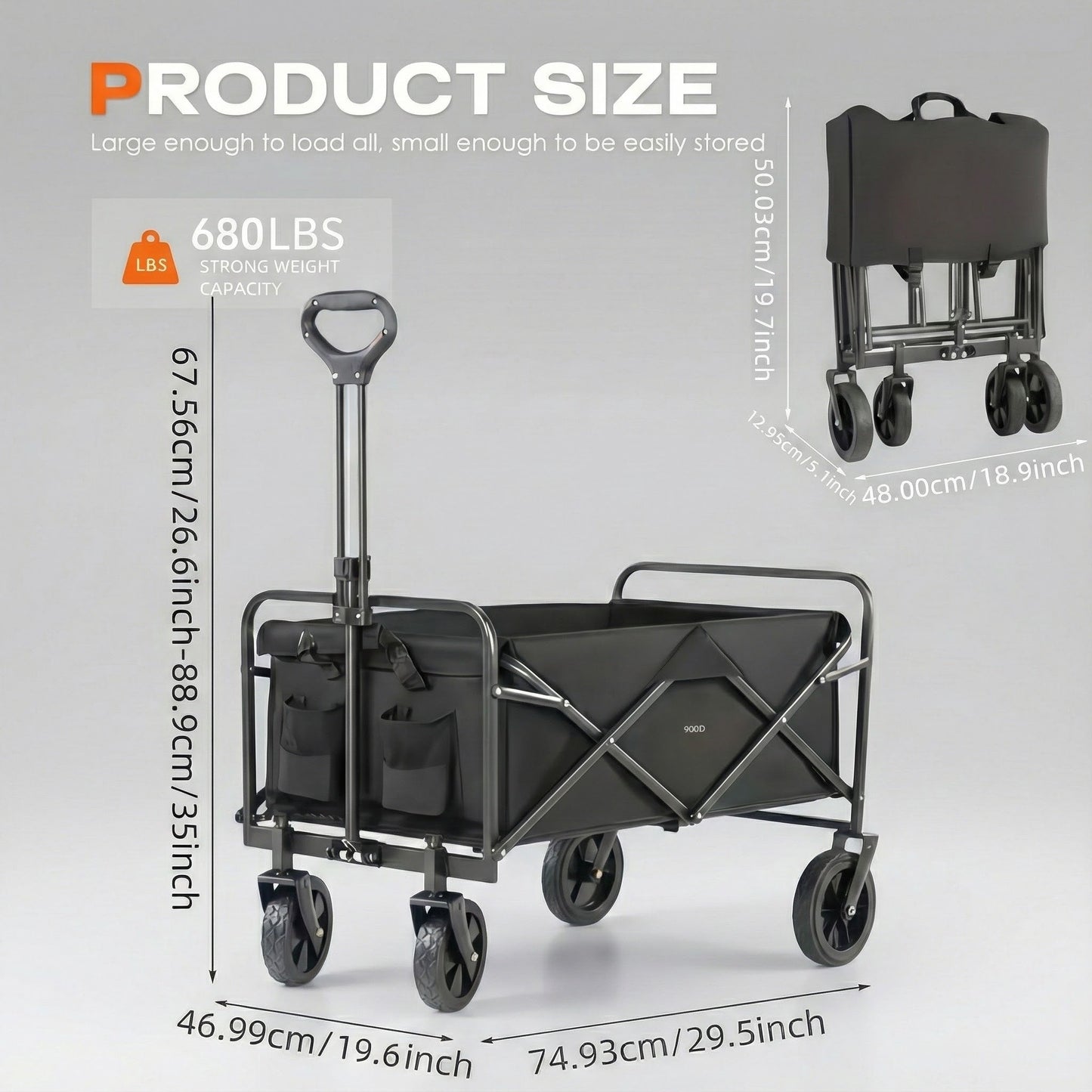 680LBS Heavy Duty Folding Wagon