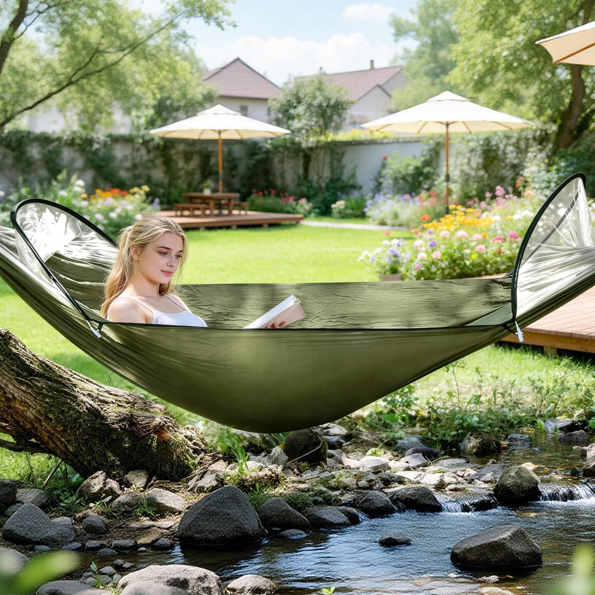 Hammock with Mosquito Net 3-in-1 Portable 440lbs