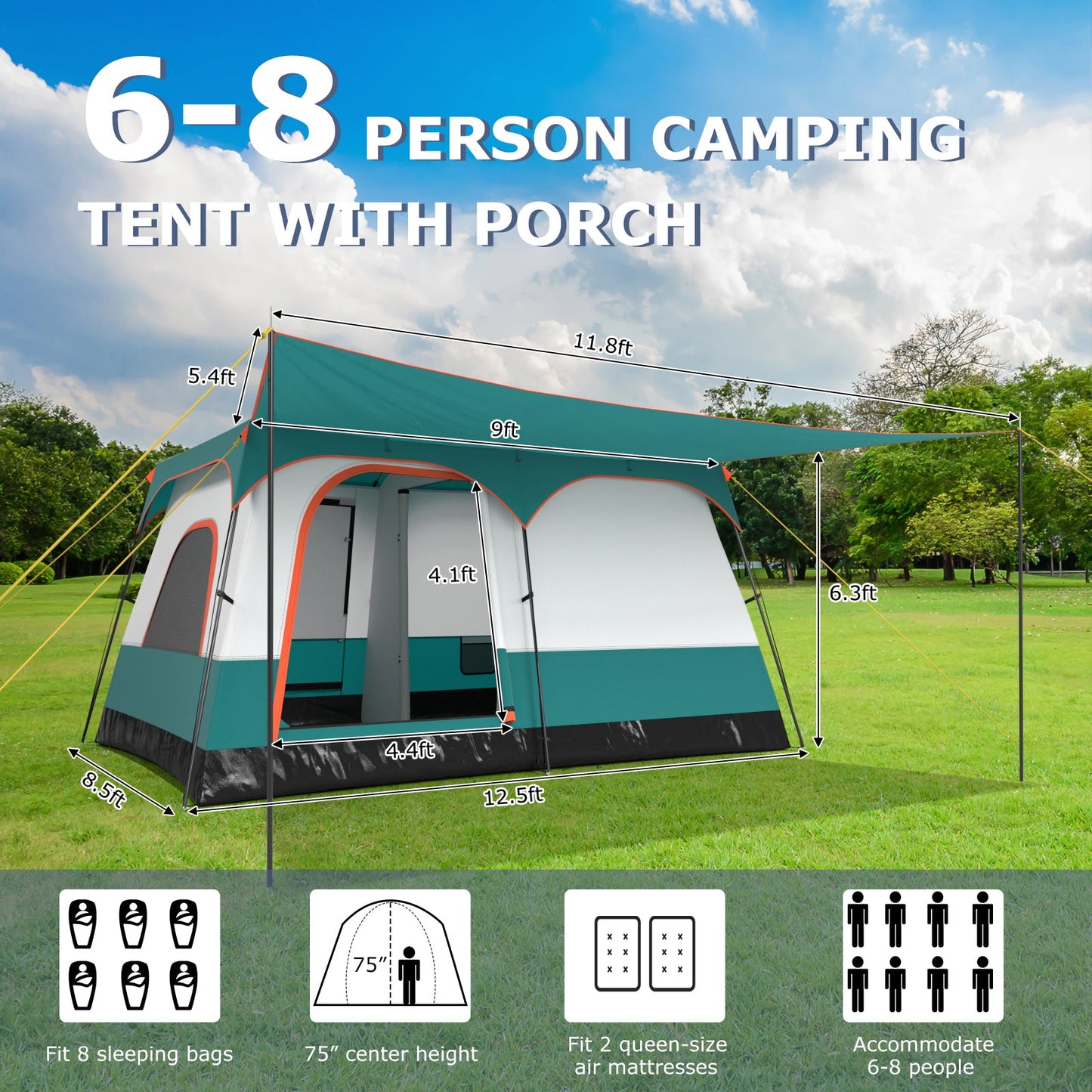 6-8 Person Camping Tent
