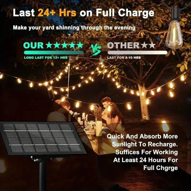 60FT Solar String Lights