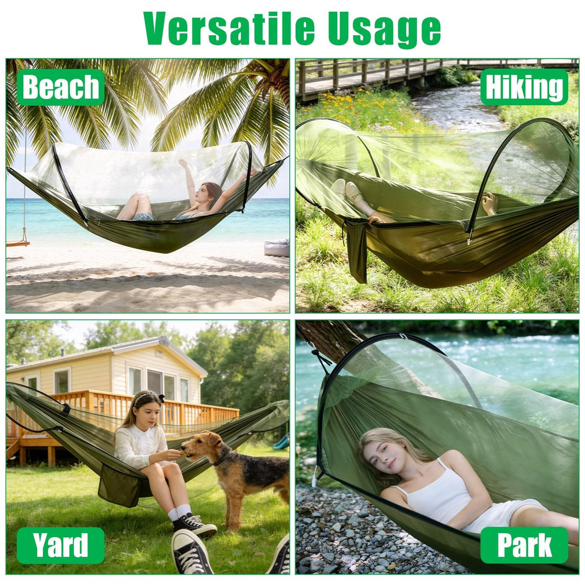 Hammock with Mosquito Net 3-in-1 Portable 440lbs