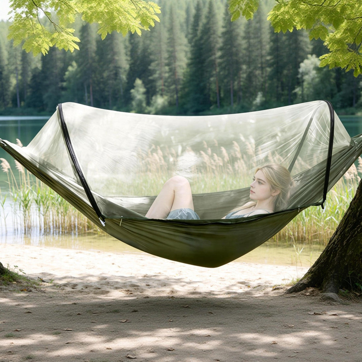 Hammock with Mosquito Net 3-in-1 Portable 440lbs