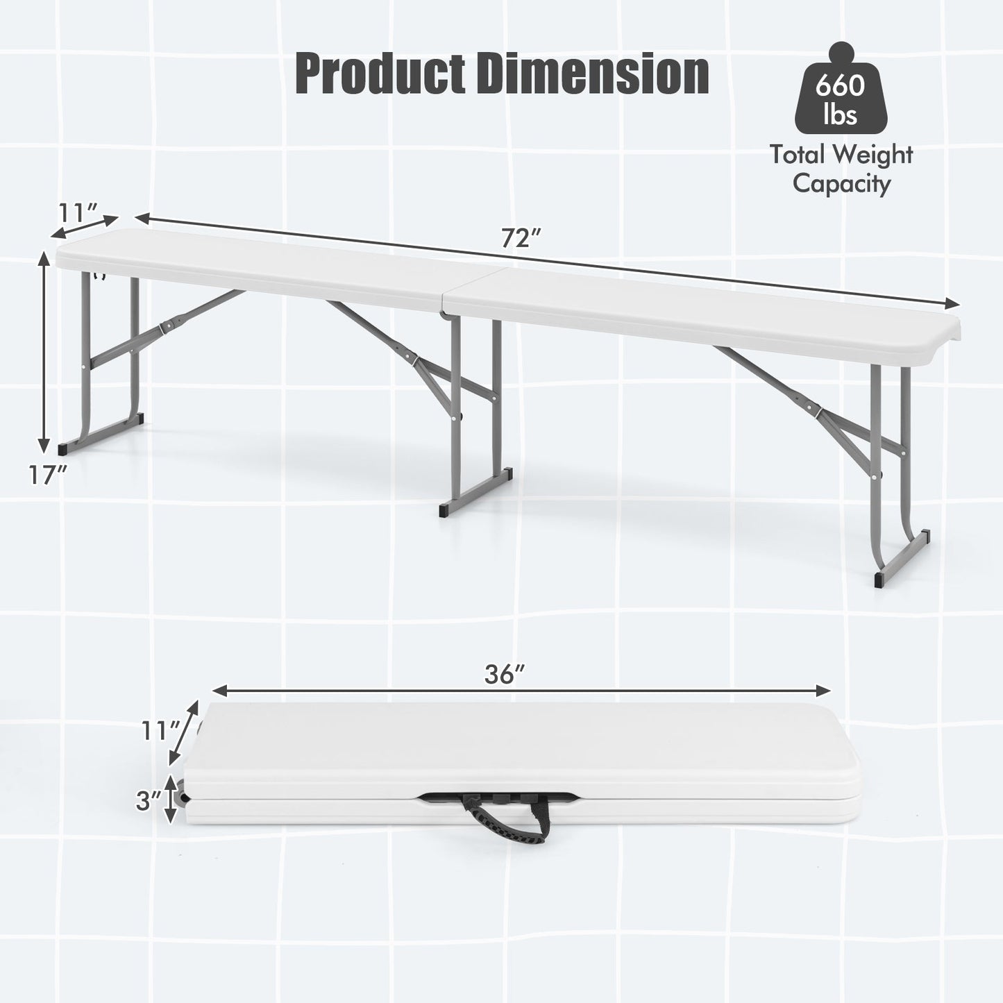 6` Folding Bench/ Seat with Handle