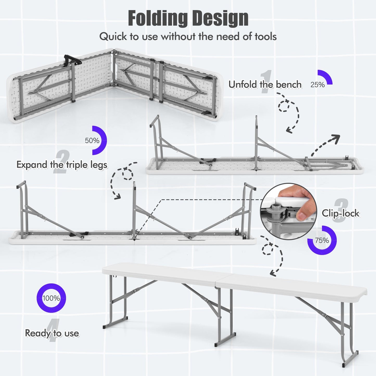 6` Folding Bench/ Seat with Handle