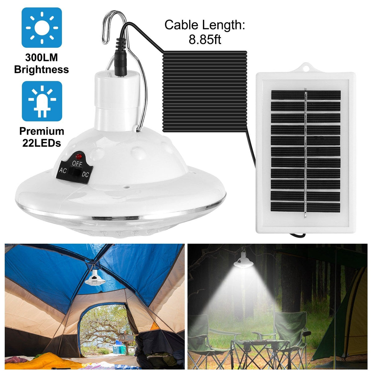 Solar Hanging LED Bulb Lamp W/ Remote Control