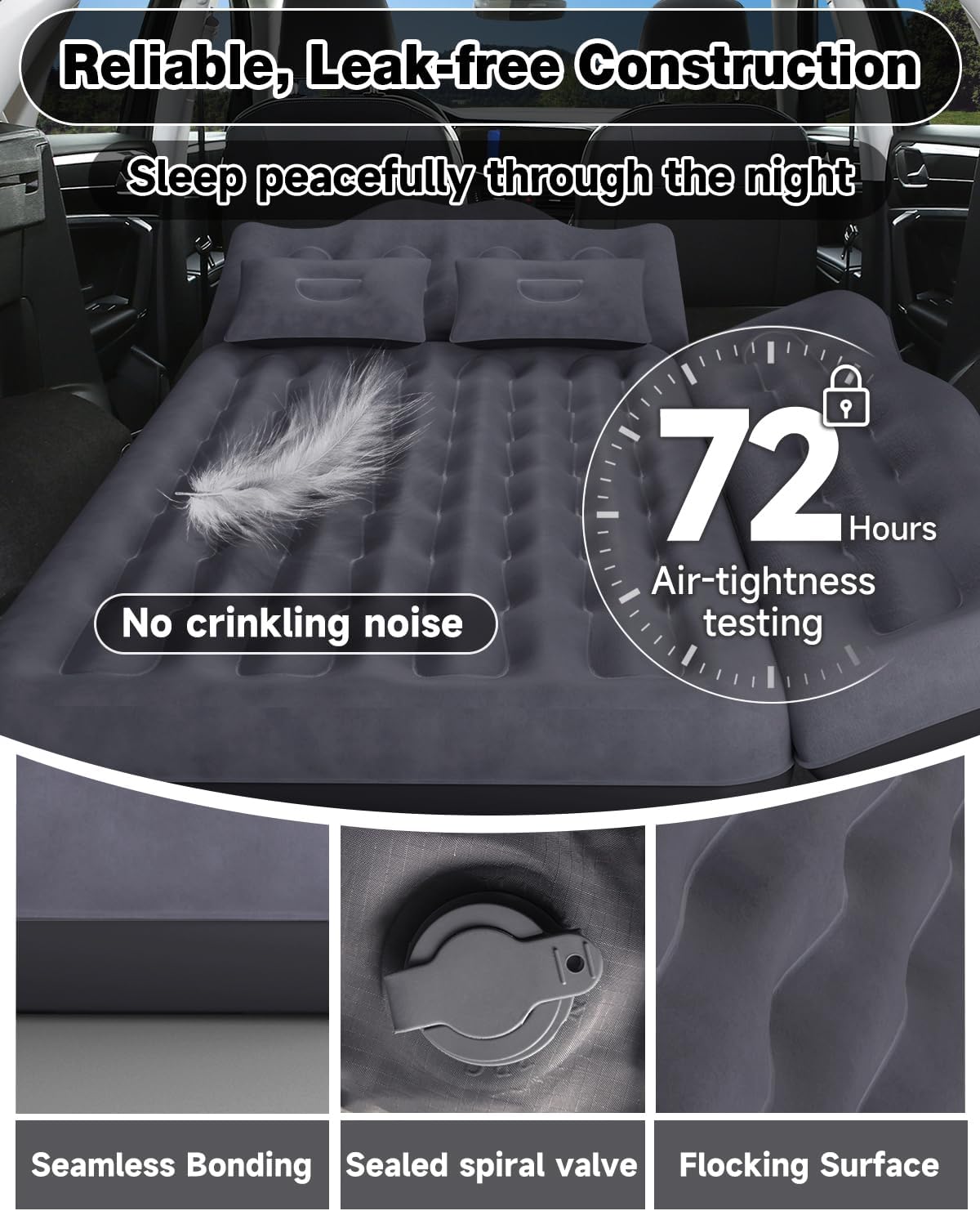 Air Mattress- Car, SUV, Truck & Van Back Seat Bed with Pump