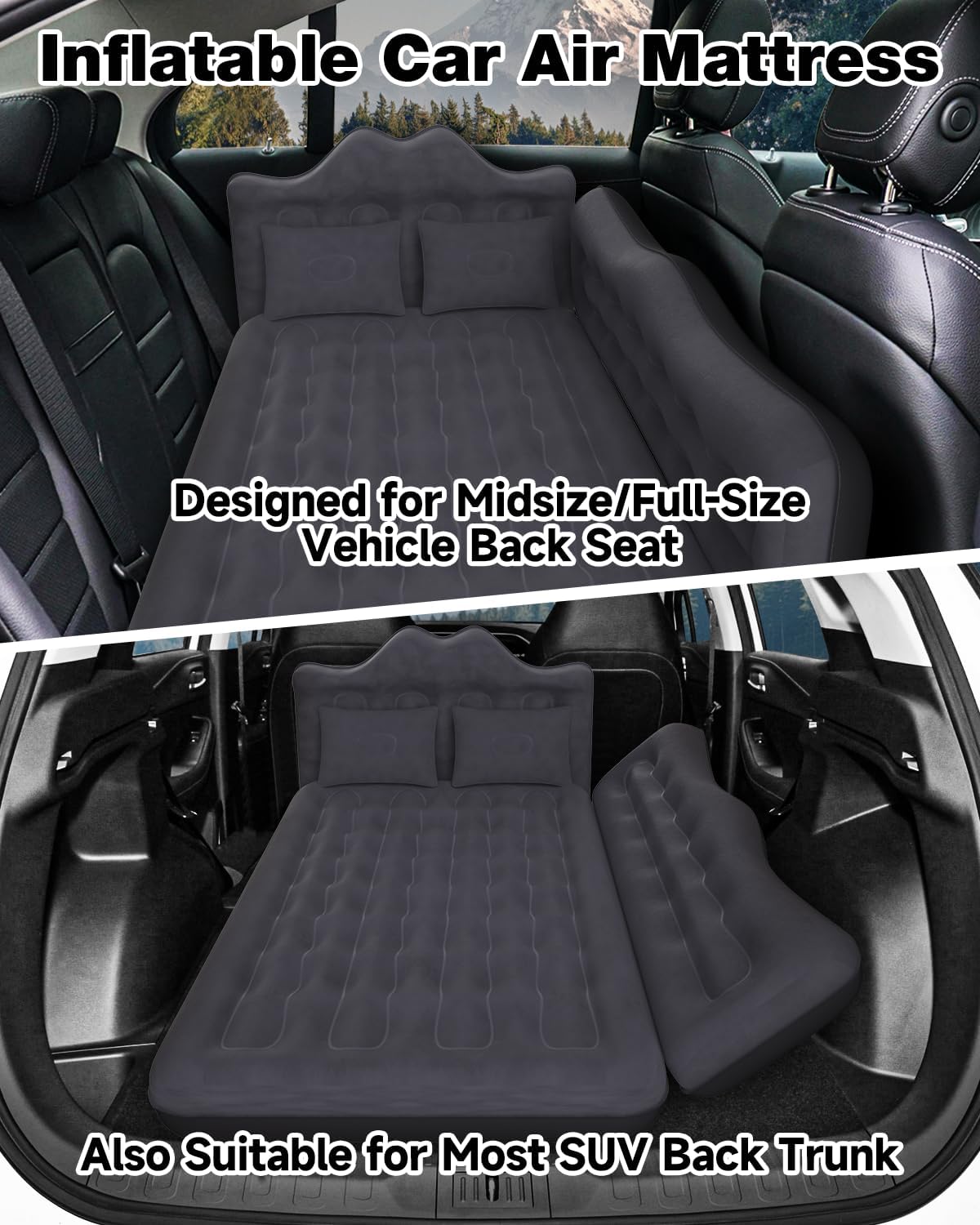 Air Mattress- Car, SUV, Truck & Van Back Seat Bed with Pump