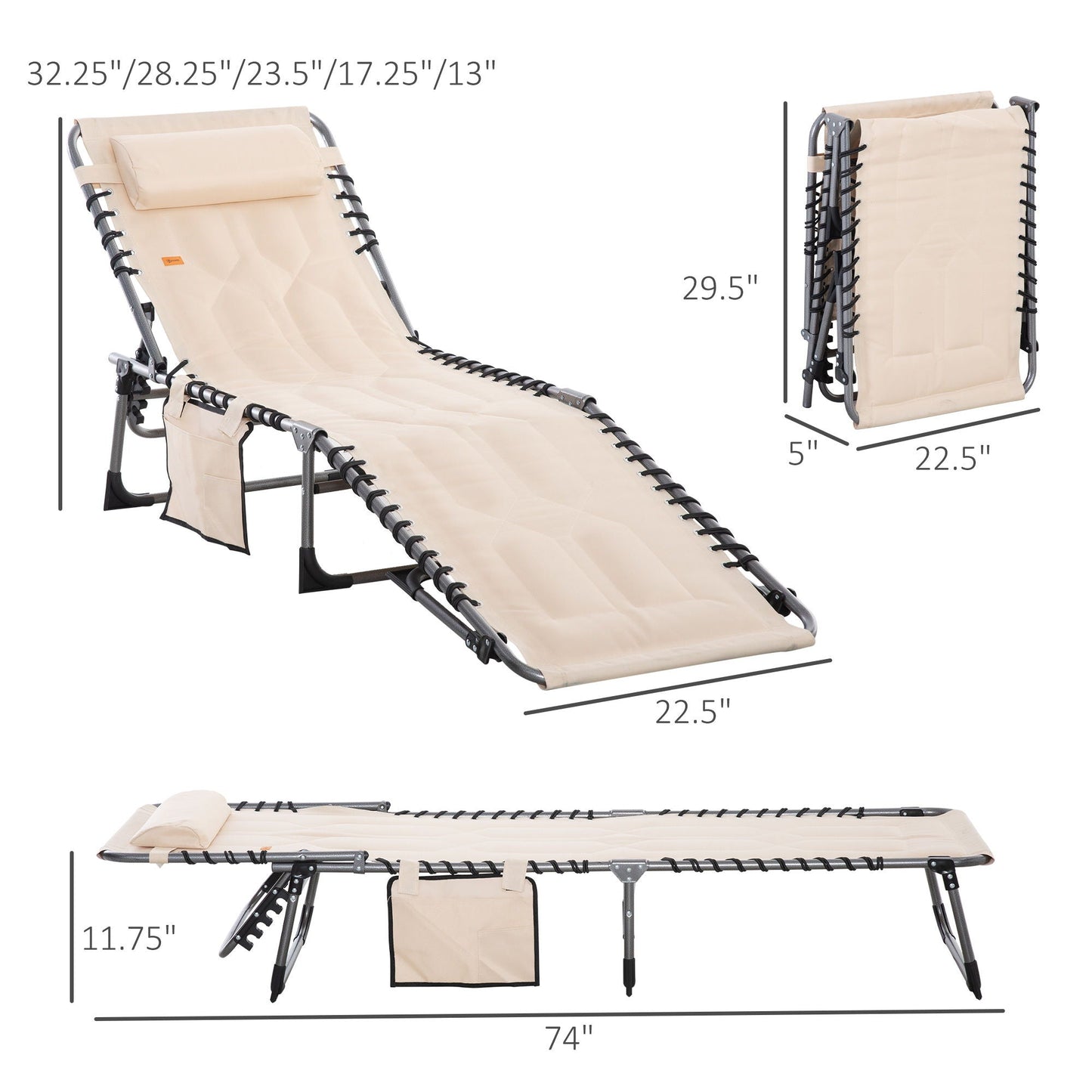 Padded Folding Chaise Lounge Chair