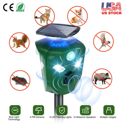 Solar Powered Ultrasonic Animal Repeller 360