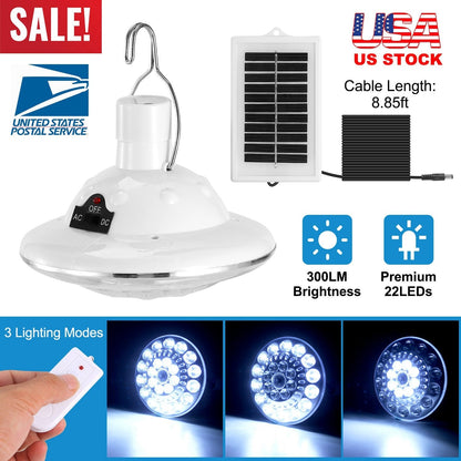 Solar Hanging LED Bulb Lamp W/ Remote Control