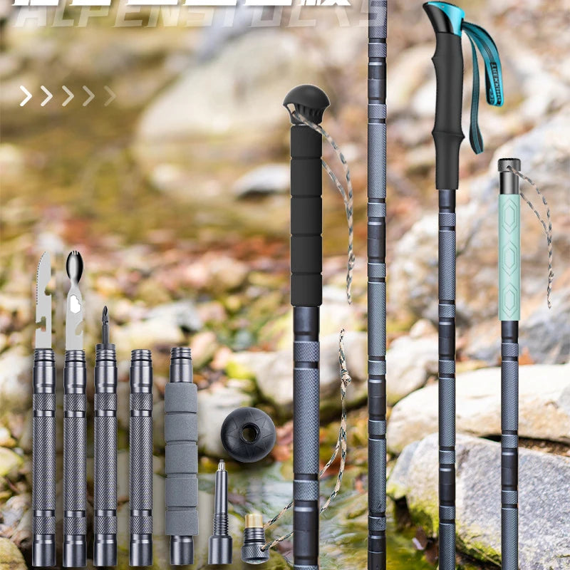 Folding telescopic tactical walking stick