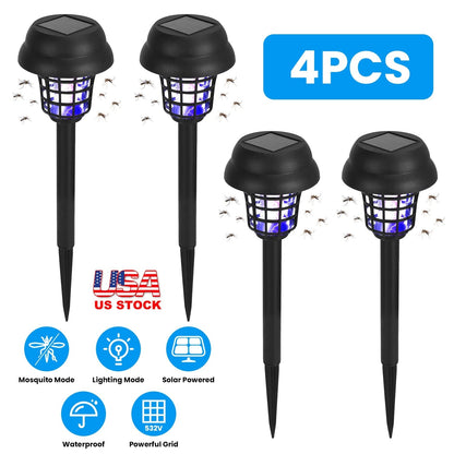 4 Pack Solar Powered Mosquito Zapper with UV White Light