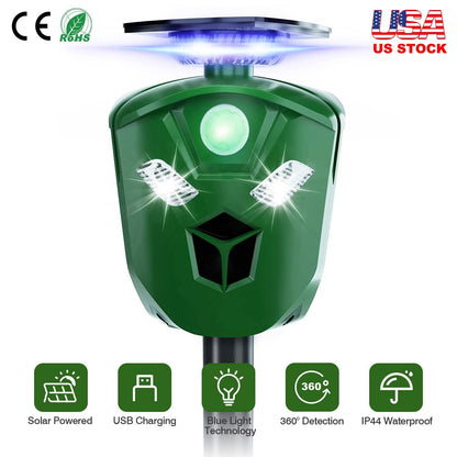 Solar Powered Ultrasonic Animal Repeller 360
