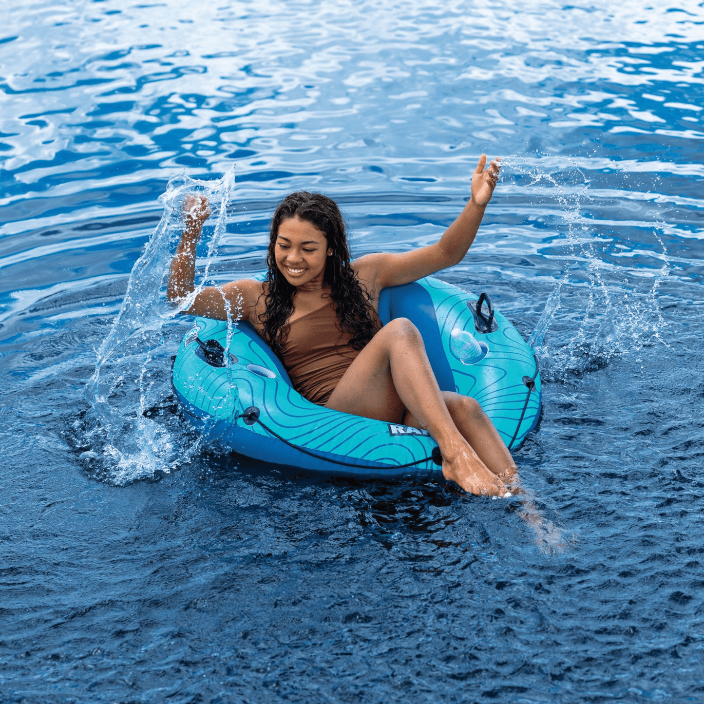 River Tube with Mesh Bottom, Cup Holder