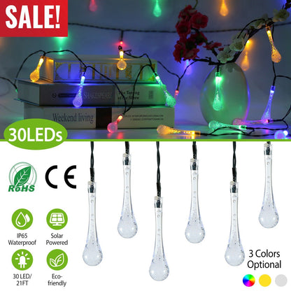 21 Feet 30 LEDs Water Drop Solar Powered Lights