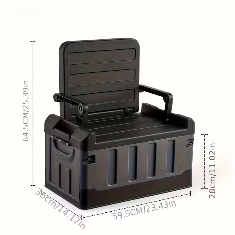 Foldable Stool with Backrest & Storage
