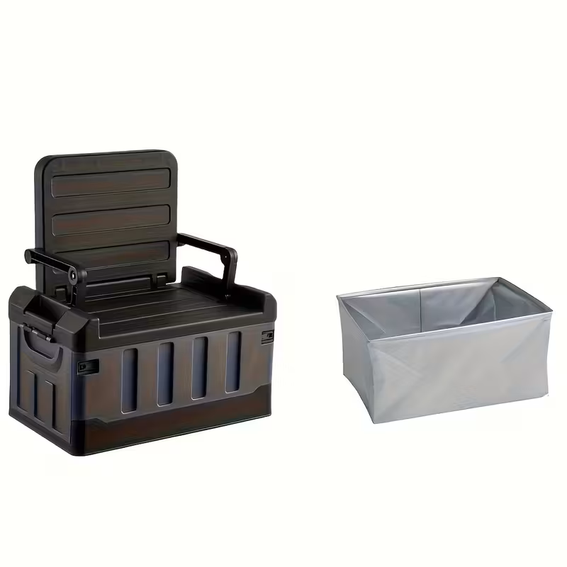 Foldable Stool with Backrest & Storage