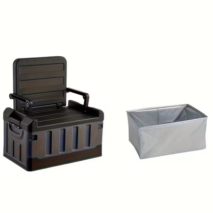 Foldable Stool with Backrest & Storage