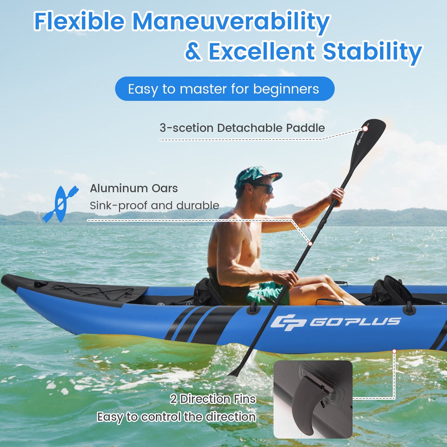 2-person Kayak /Aluminium Oars / Repair Kit