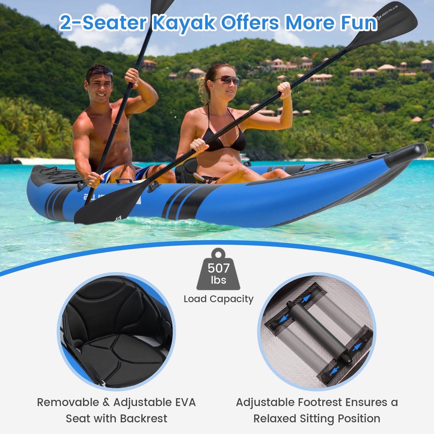 2-person Kayak /Aluminium Oars / Repair Kit