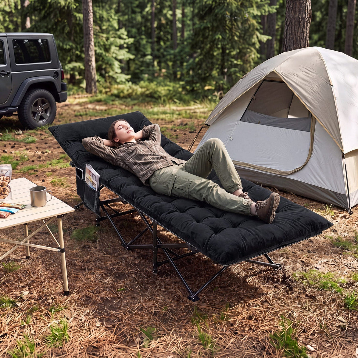Camping Cot with Padded Mat