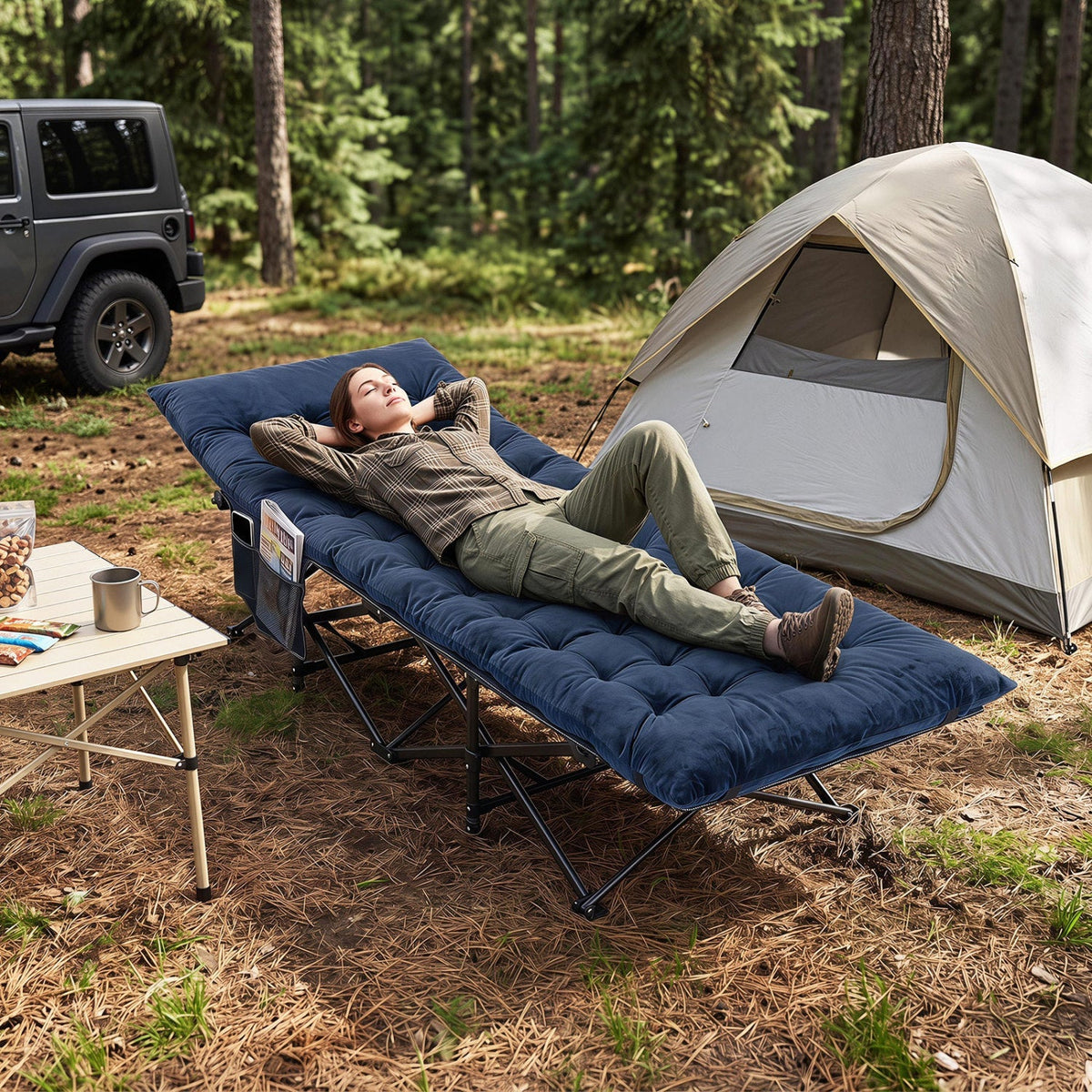 Camping Cot with Padded Mat