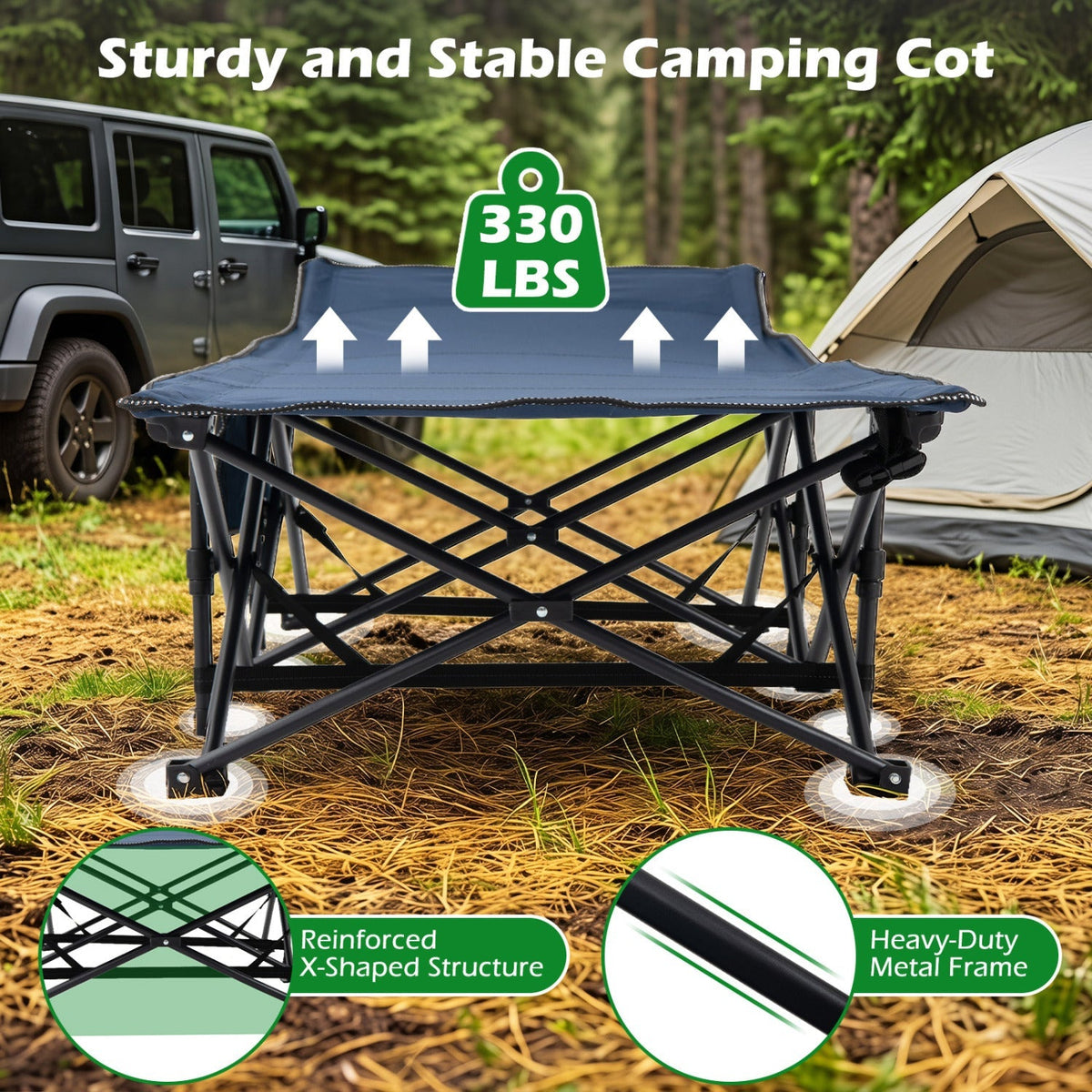 Camping Cot with Padded Mat