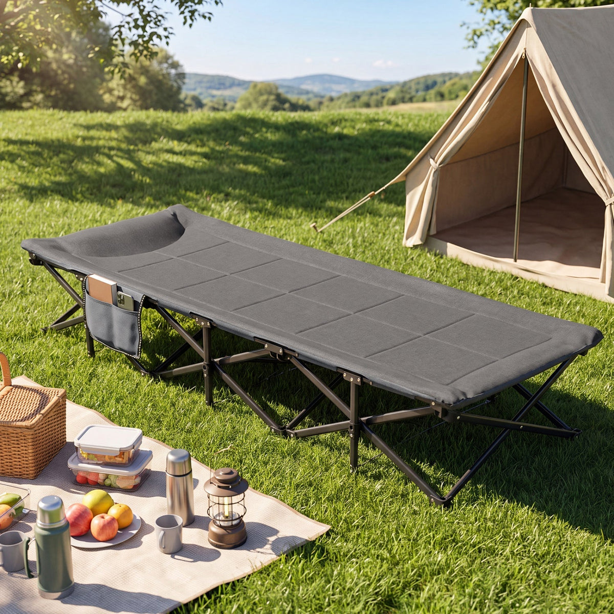 Camping Cot with Padded Pillow and Storage Pouch