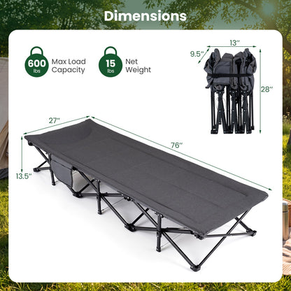 Camping Cot with Padded Pillow and Storage Pouch