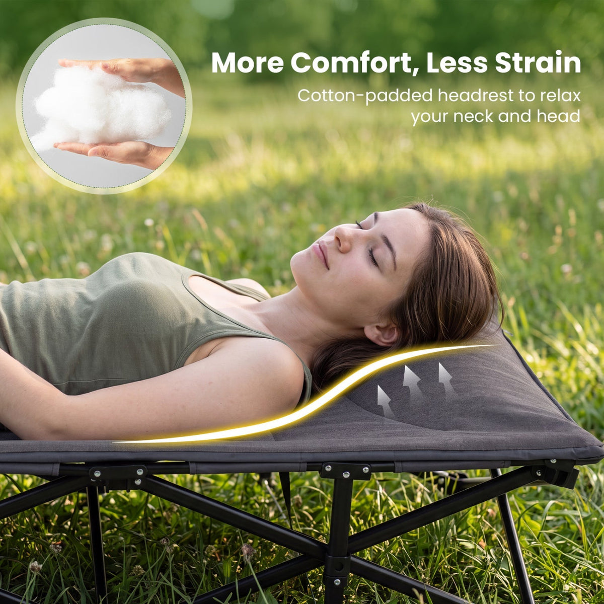 Camping Cot with Padded Pillow and Storage Pouch
